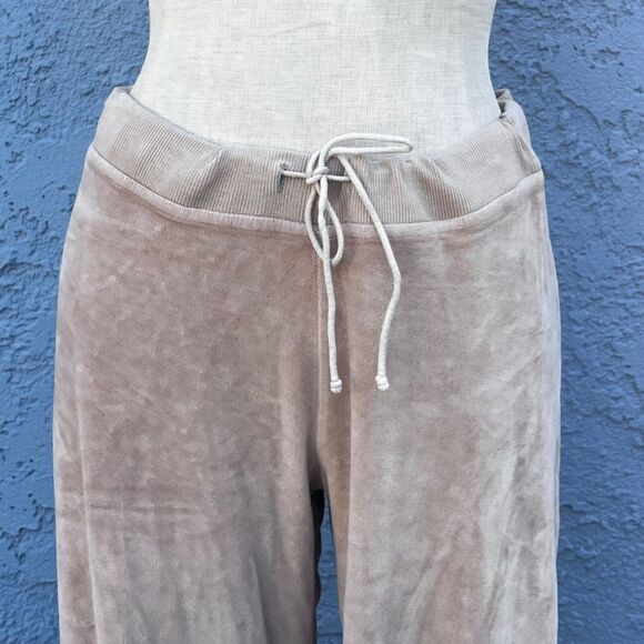 Y2k Velour Track Pants Beige Size Medium 2000s Wide leg Esprit lounge wear - Picture 4 of 12